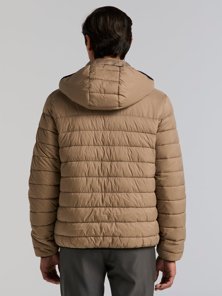 Lightweight Hooded Puffer Jacket (Desert Taupe) 