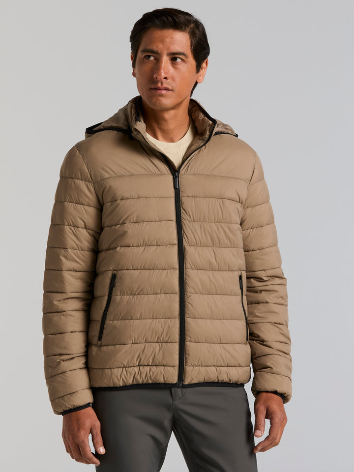 Lightweight Hooded Puffer Jacket (Desert Taupe) 