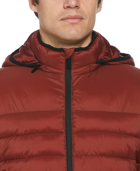 Lightweight Hooded Puffer Jacket (Fired Brick) 