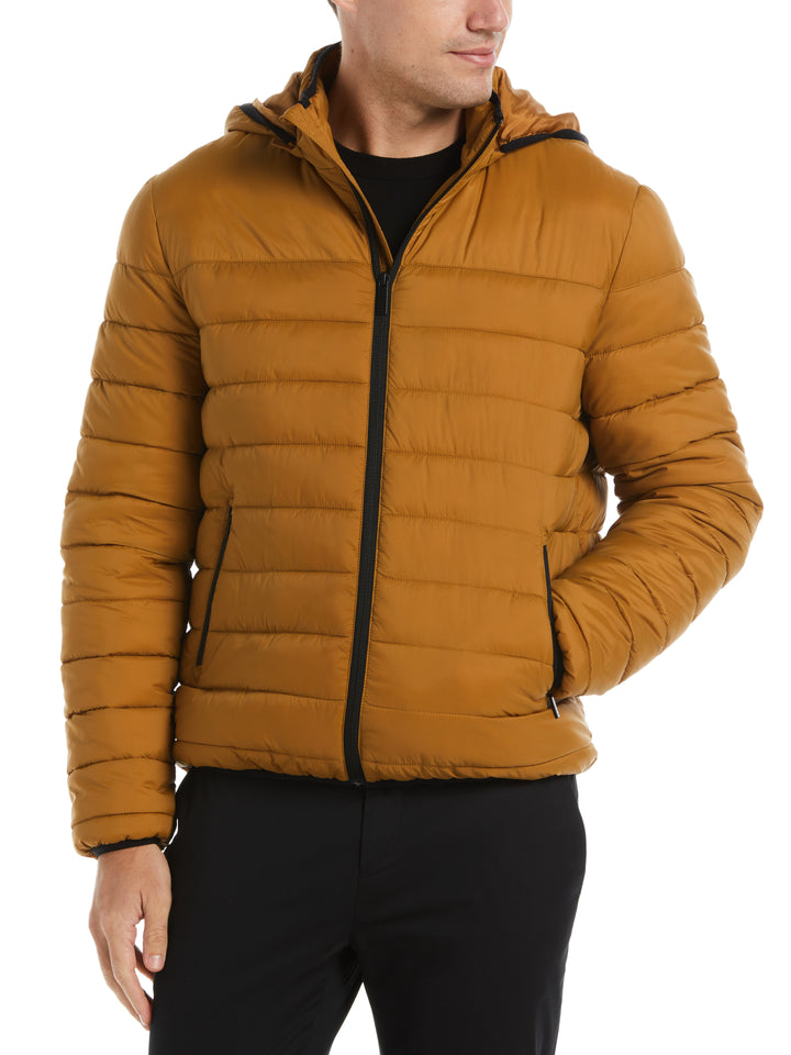 Lightweight Hooded Puffer Jacket (Bistre) 