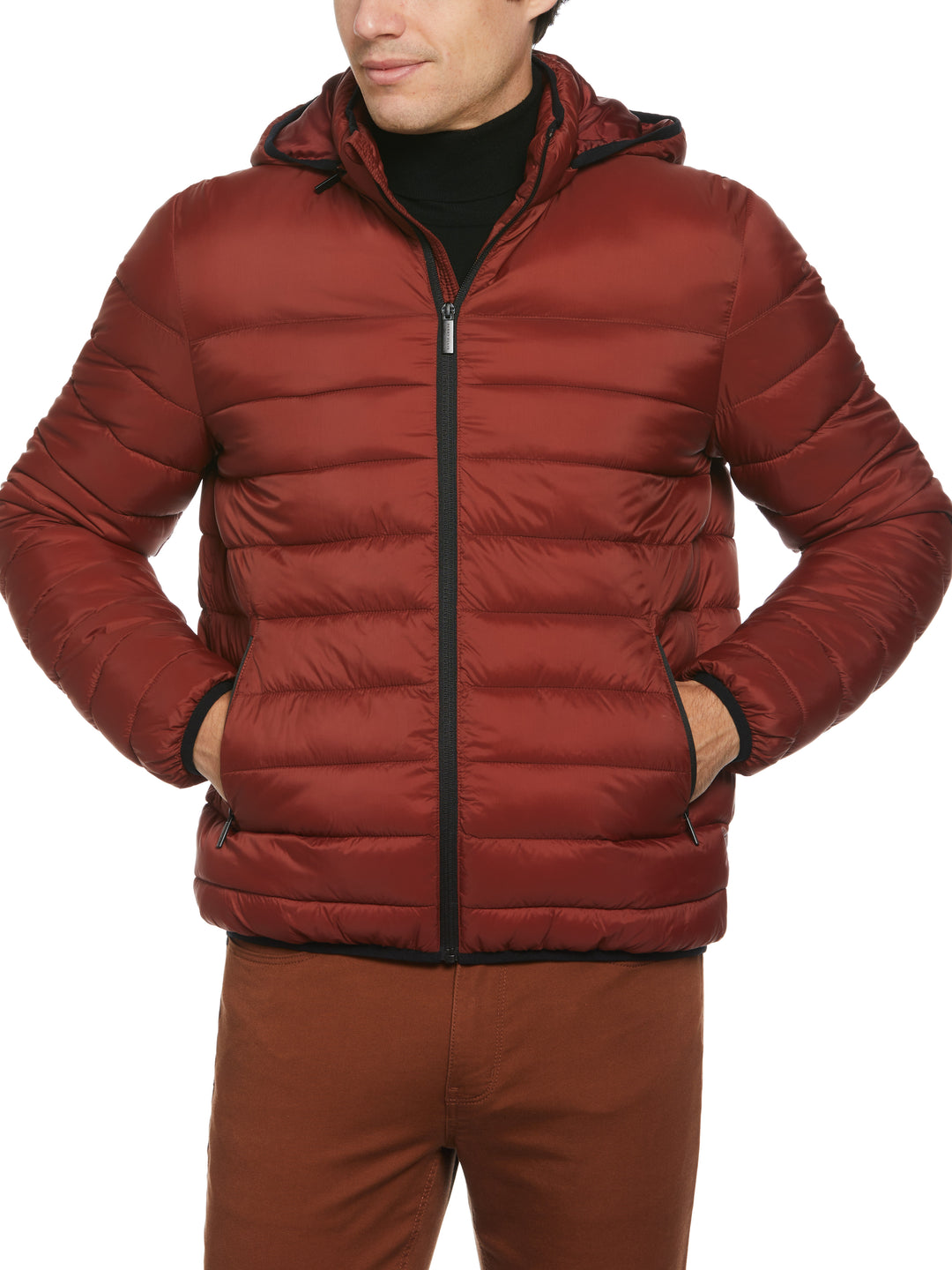 Lightweight Hooded Puffer Jacket (Fired Brick) 