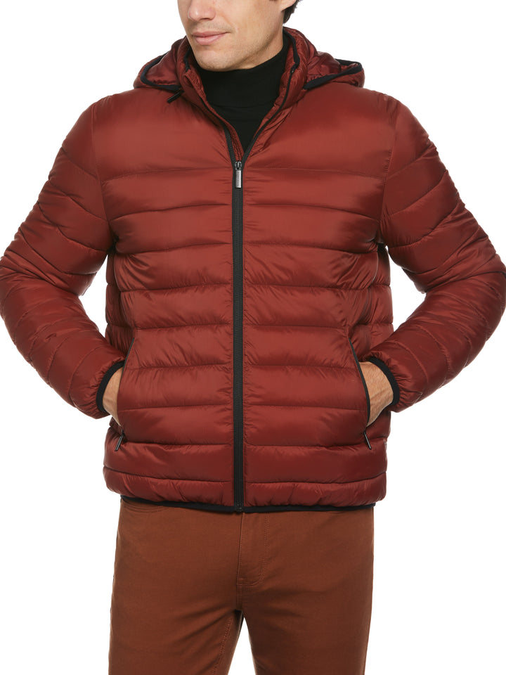 Lightweight Hooded Puffer Jacket (Fired Brick) 