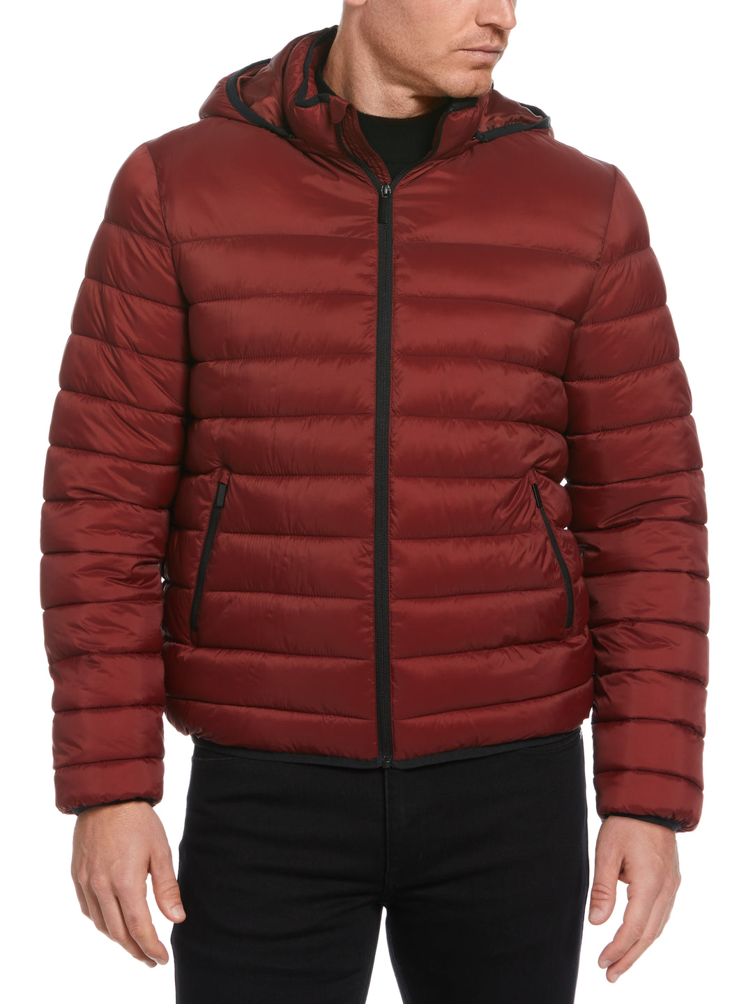 Lightweight Hooded Puffer Jacket (Russet Brown) 