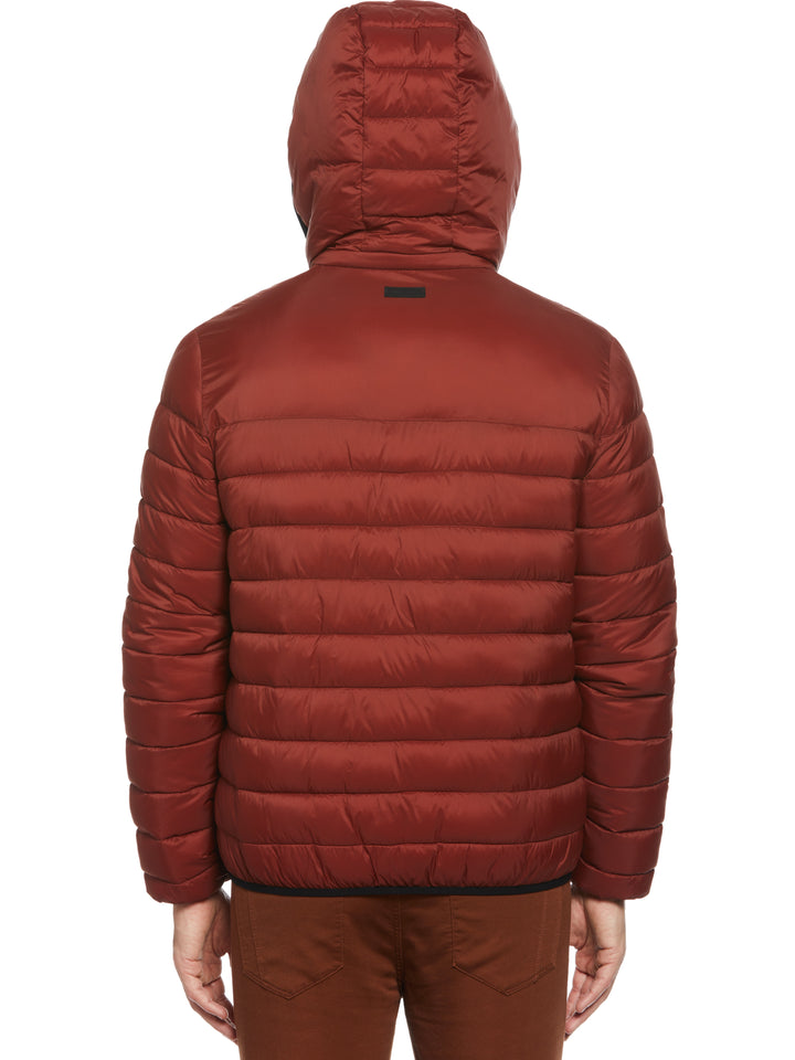 Lightweight Hooded Puffer Jacket (Fired Brick) 