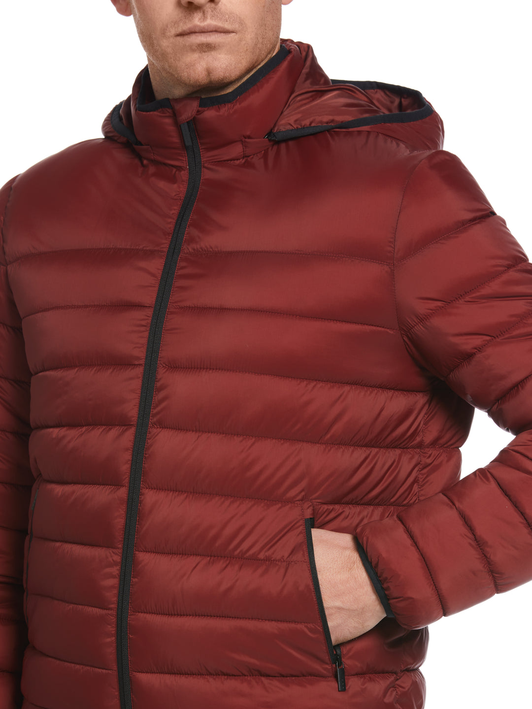 Lightweight Hooded Puffer Jacket (Russet Brown) 