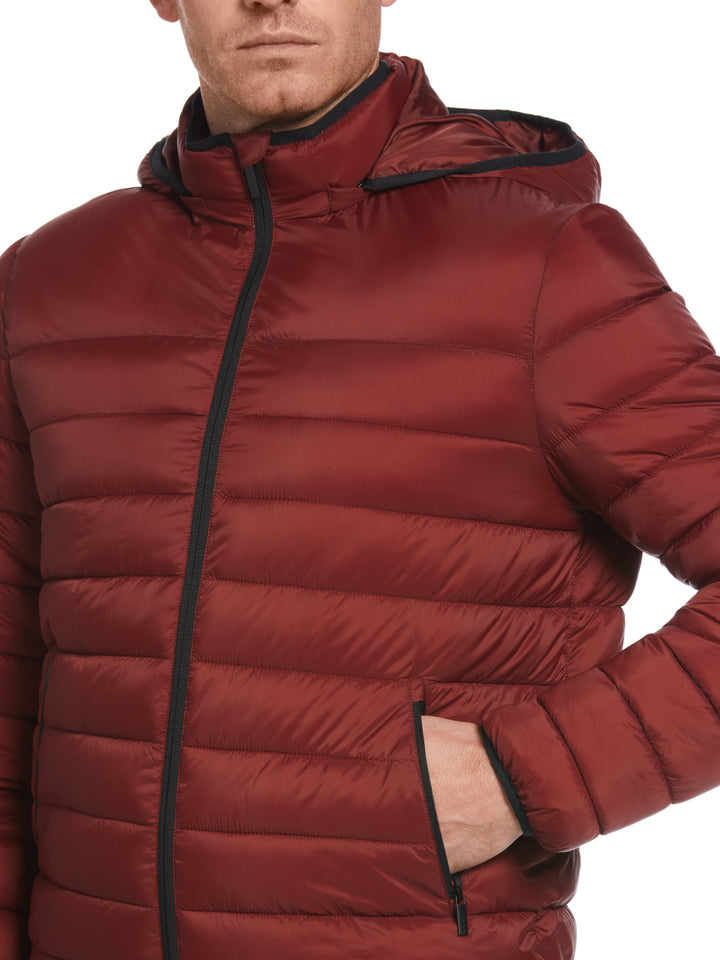 Lightweight Hooded Puffer Jacket (Russet Brown) 