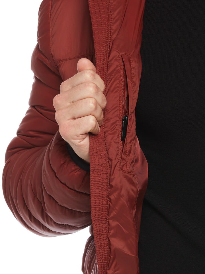 Lightweight Hooded Puffer Jacket (Fired Brick) 