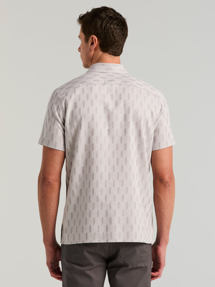 Short Sleeve Linear Geo Jacquard Shirt (Chiseled Stone) 