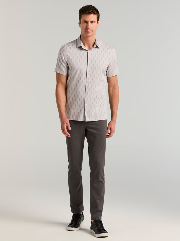 Short Sleeve Linear Geo Jacquard Shirt (Chiseled Stone) 