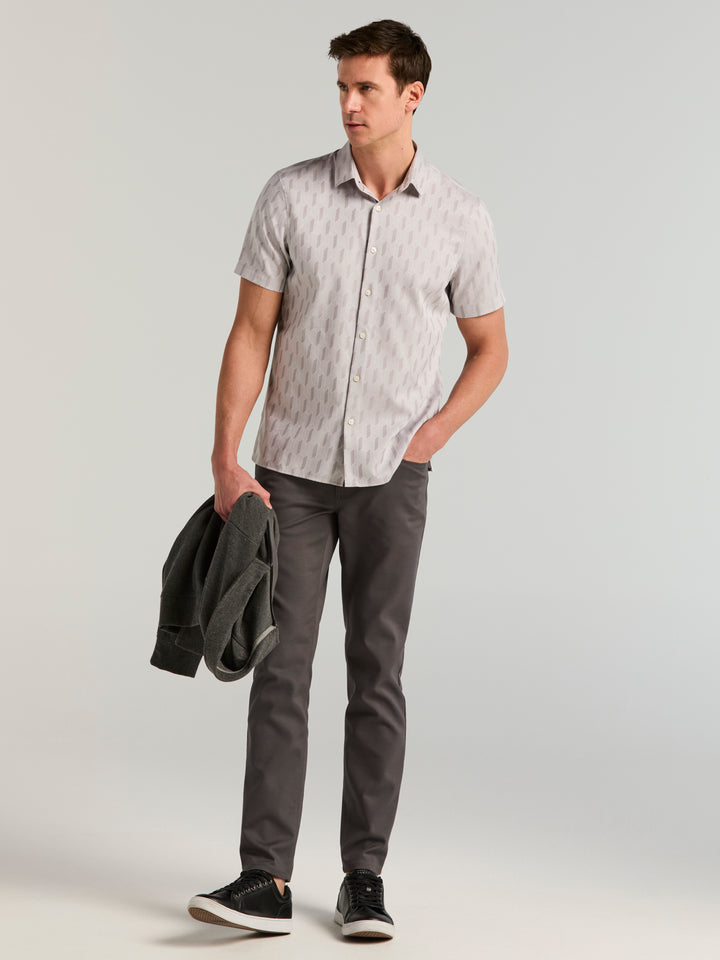 Short Sleeve Linear Geo Jacquard Shirt (Chiseled Stone) 