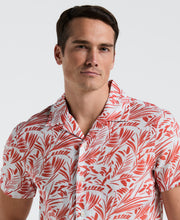 Linen Cotton Abstract Leaf Print Shirt (Burnt Sienna) 