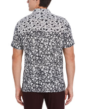 Linen Blend Floral Ombre Print Shirt (Dark Sapphire) 