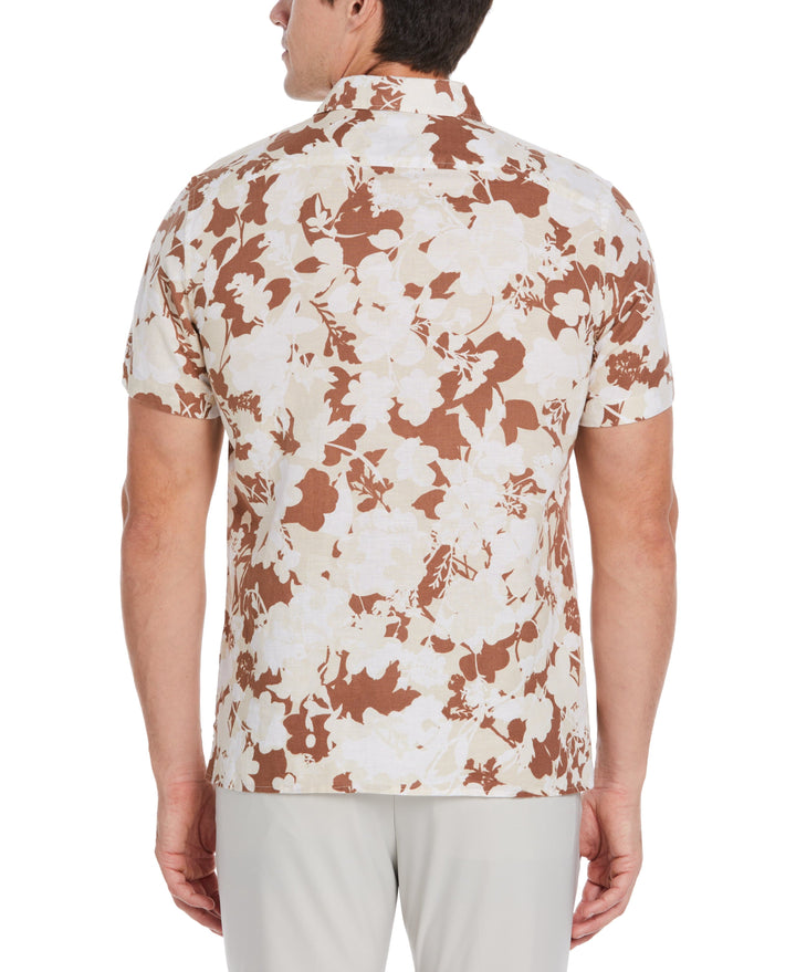 Linen Blend Floral Print Shirt (Natural Linen) 