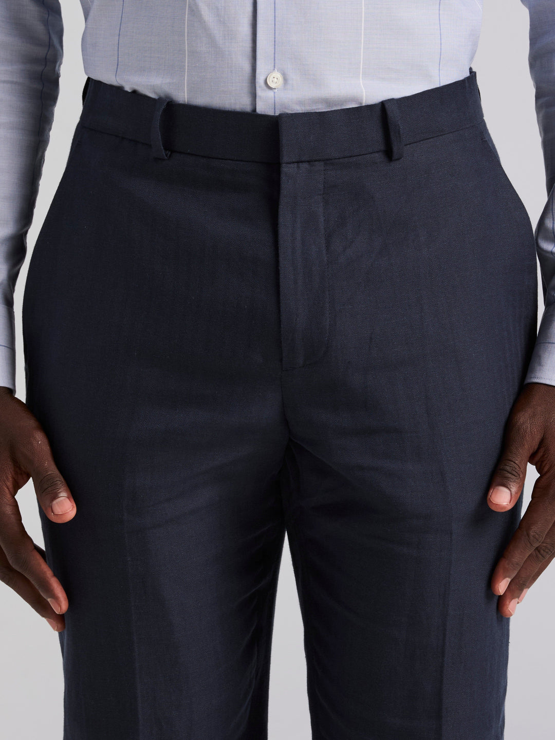 Perry Ellis Outlet Men's Linen Blend Herringbone Suit Pants in Dark Sapphire/blue, Size 30, Cotton, Regular
