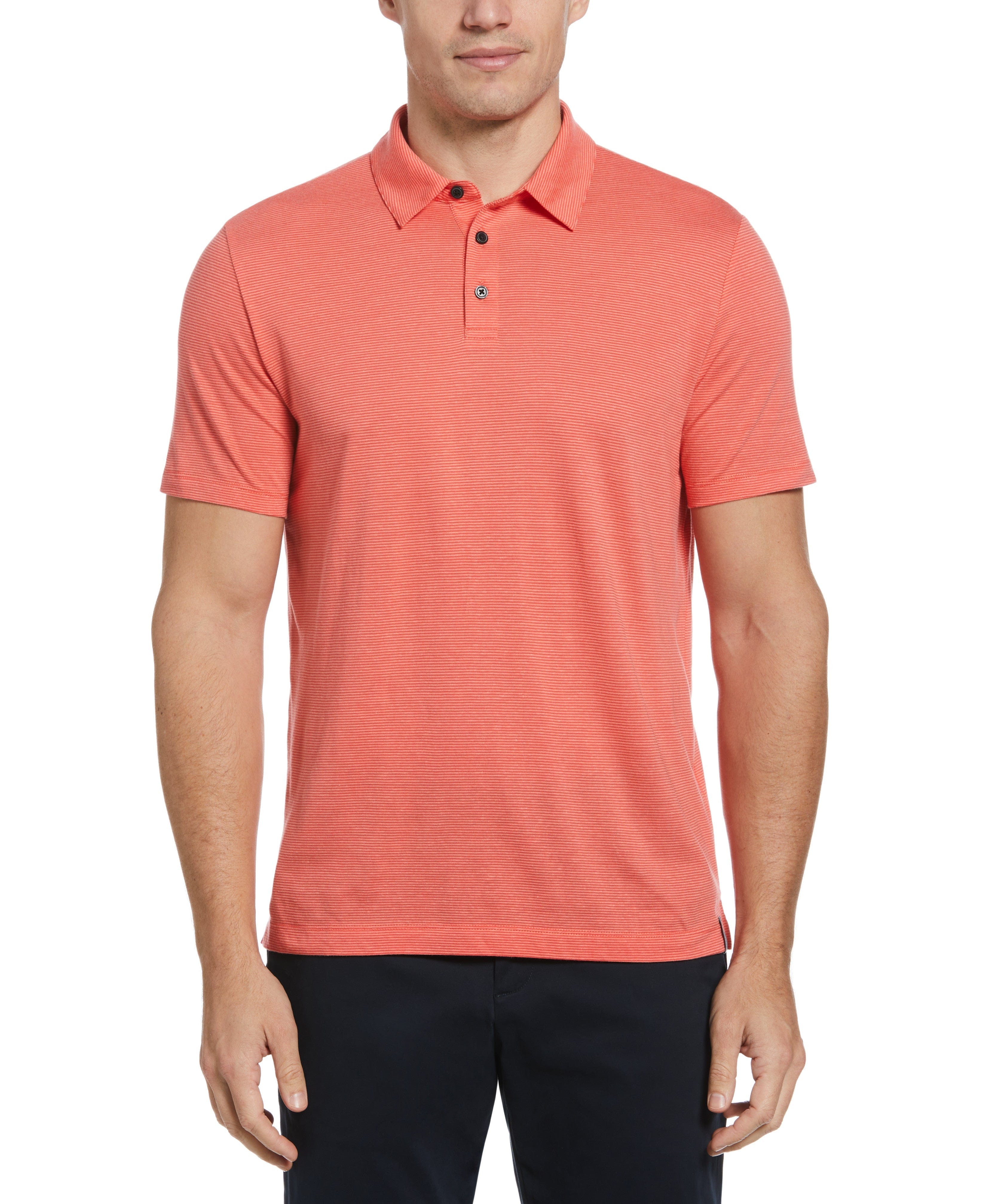 Men's Regular Fit Linen Blend Stripe Polo – Perry Ellis