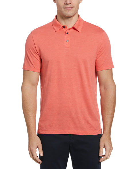 Linen Blend Stripe Polo (Bittersweet) 