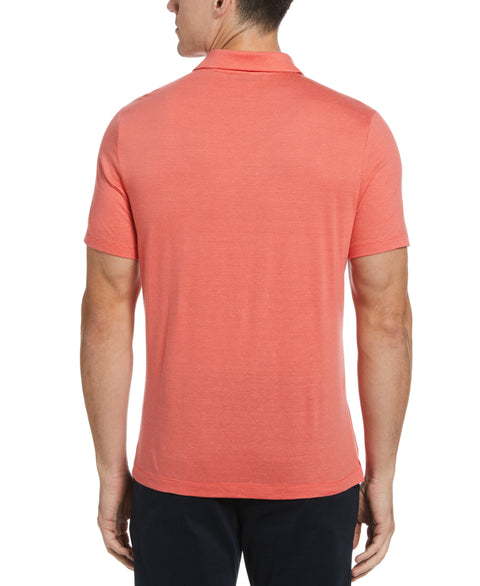 Linen Blend Stripe Polo (Bittersweet) 