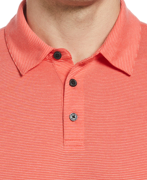Linen Blend Stripe Polo (Bittersweet) 