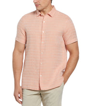 Linen Blend Plaid Print Shirt (Brandied Melon) 
