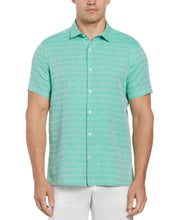 Linen Blend Plaid Print Shirt (Deep Mint) 