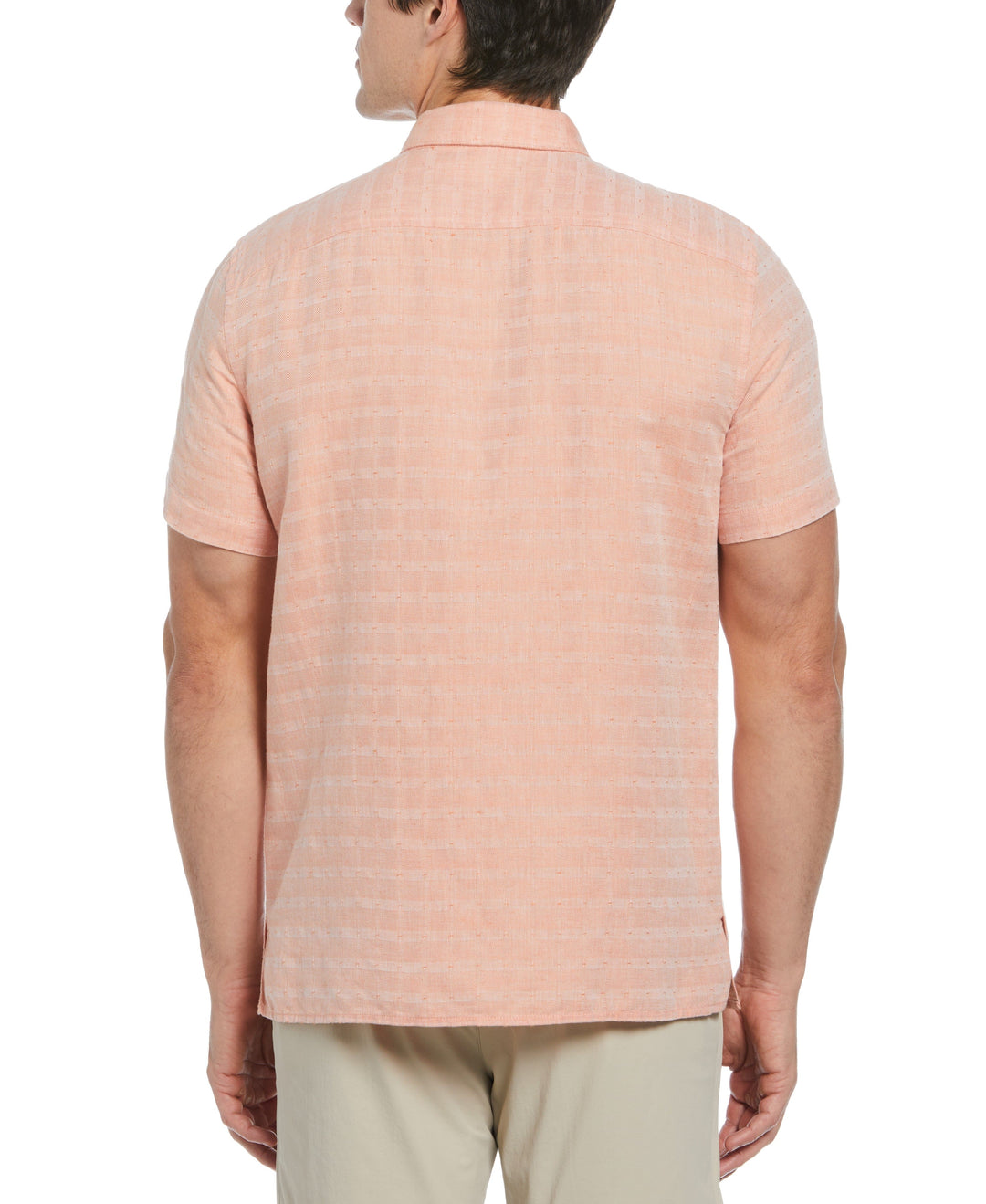 Linen Blend Plaid Print Shirt (Brandied Melon) 