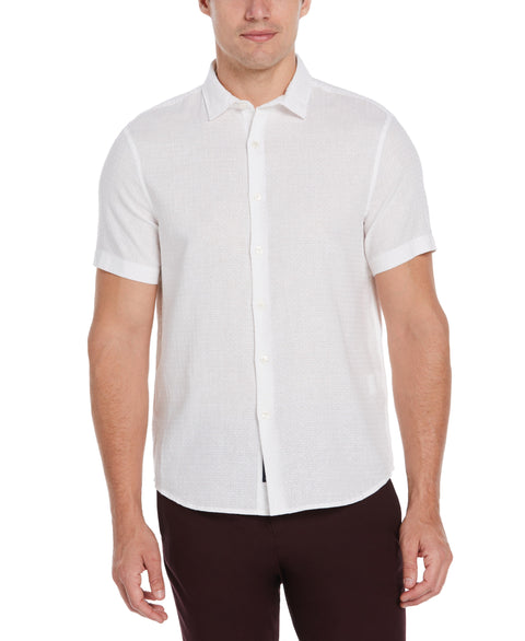 Linen Dobby Short Sleeve Shirt (Bright White) 