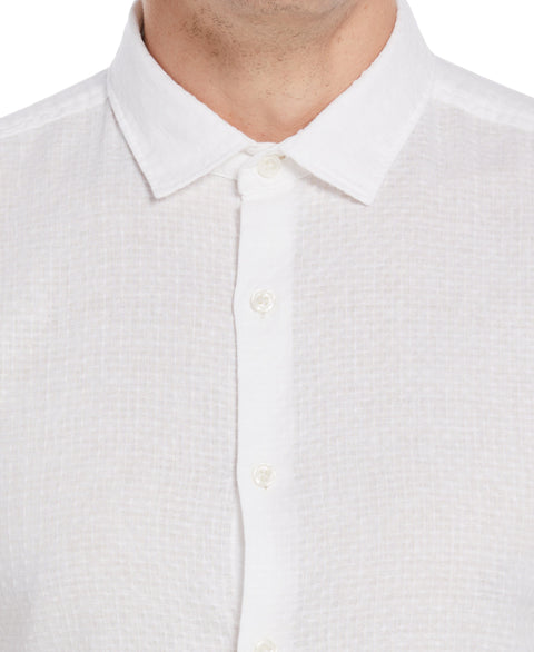 Linen Dobby Short Sleeve Shirt (Bright White) 