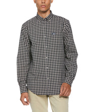 Long Sleeve Plaid Poplin Shirt (Dark Sapphire) 