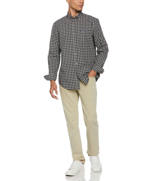 Long Sleeve Plaid Poplin Shirt (Dark Sapphire) 