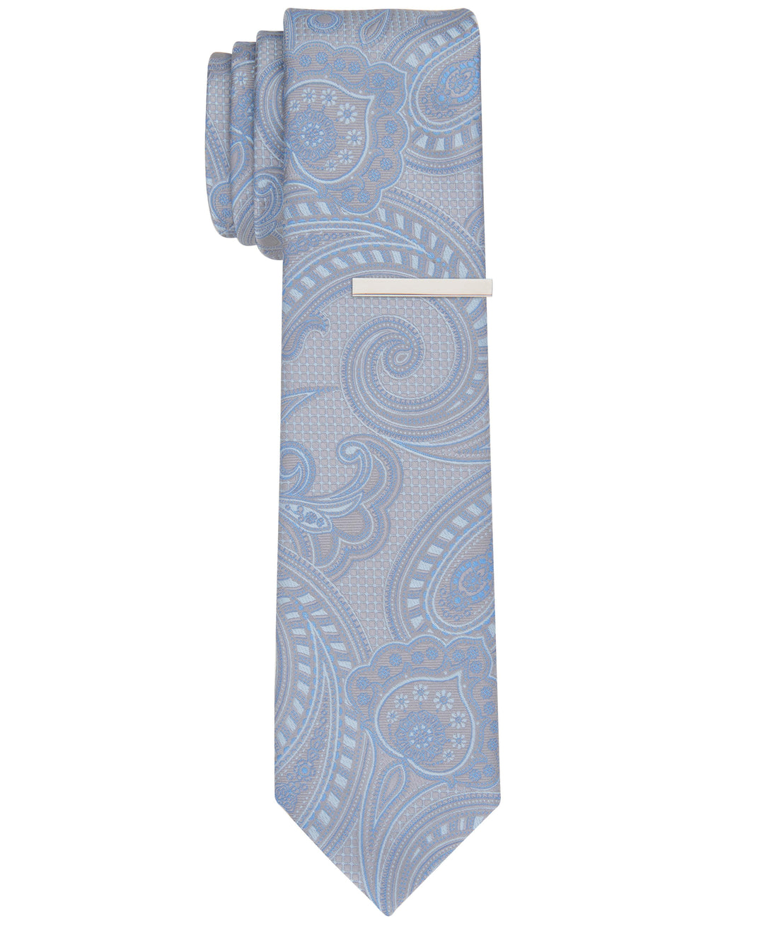 MAZZI PAISLEY SLIM TIE (Silver) 