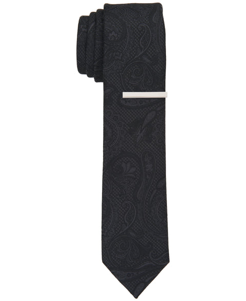 Menga Paisley Slim Tie (Black) 