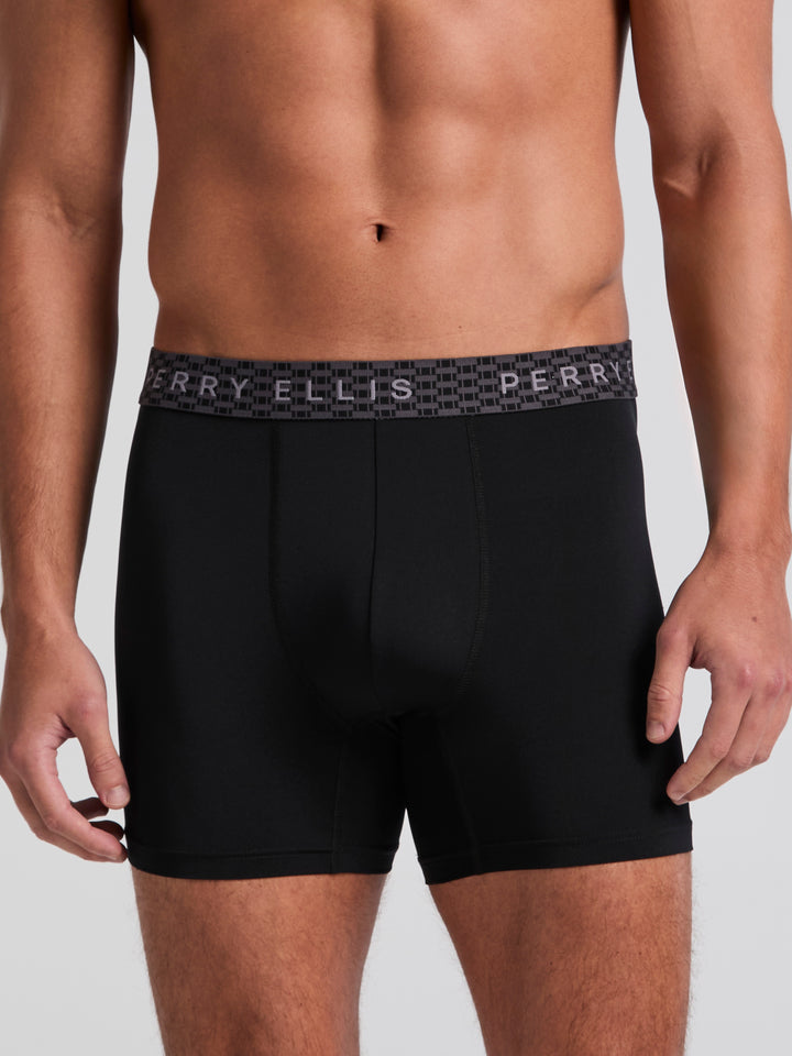 Men's Microfiber Stretch Boxer Brief 6-Pack (Black) 