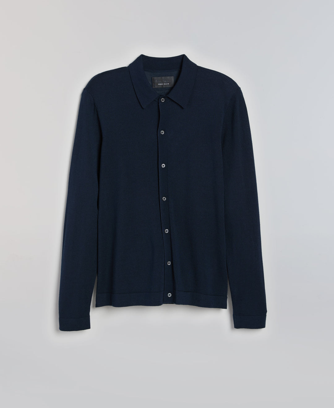 Merino Blend Button-Through Polo Cardigan