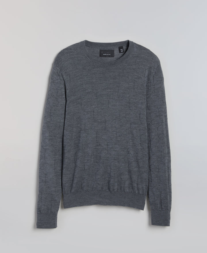 Merino Blend Geometric Crewneck Sweater