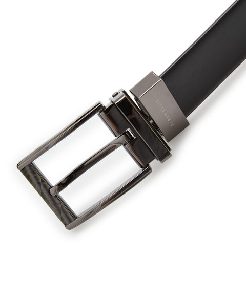 Mesh Buckle Black Leather Belt (Blk20) 