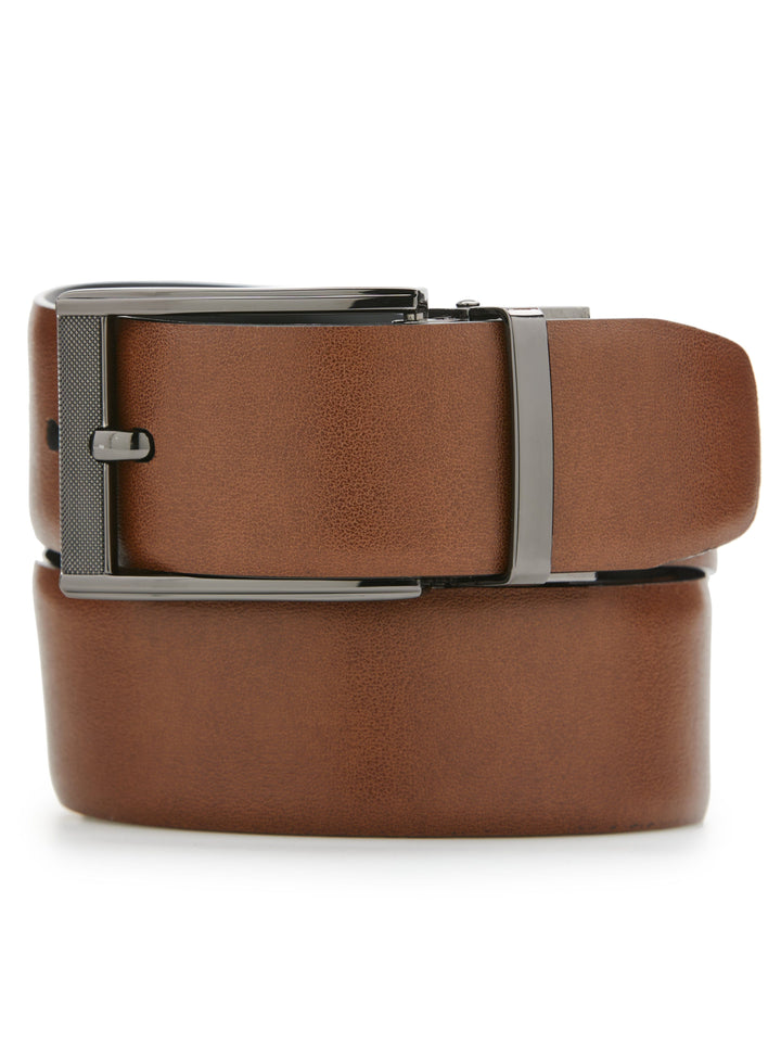 Mesh Buckle Black Leather Belt (Blk20) 