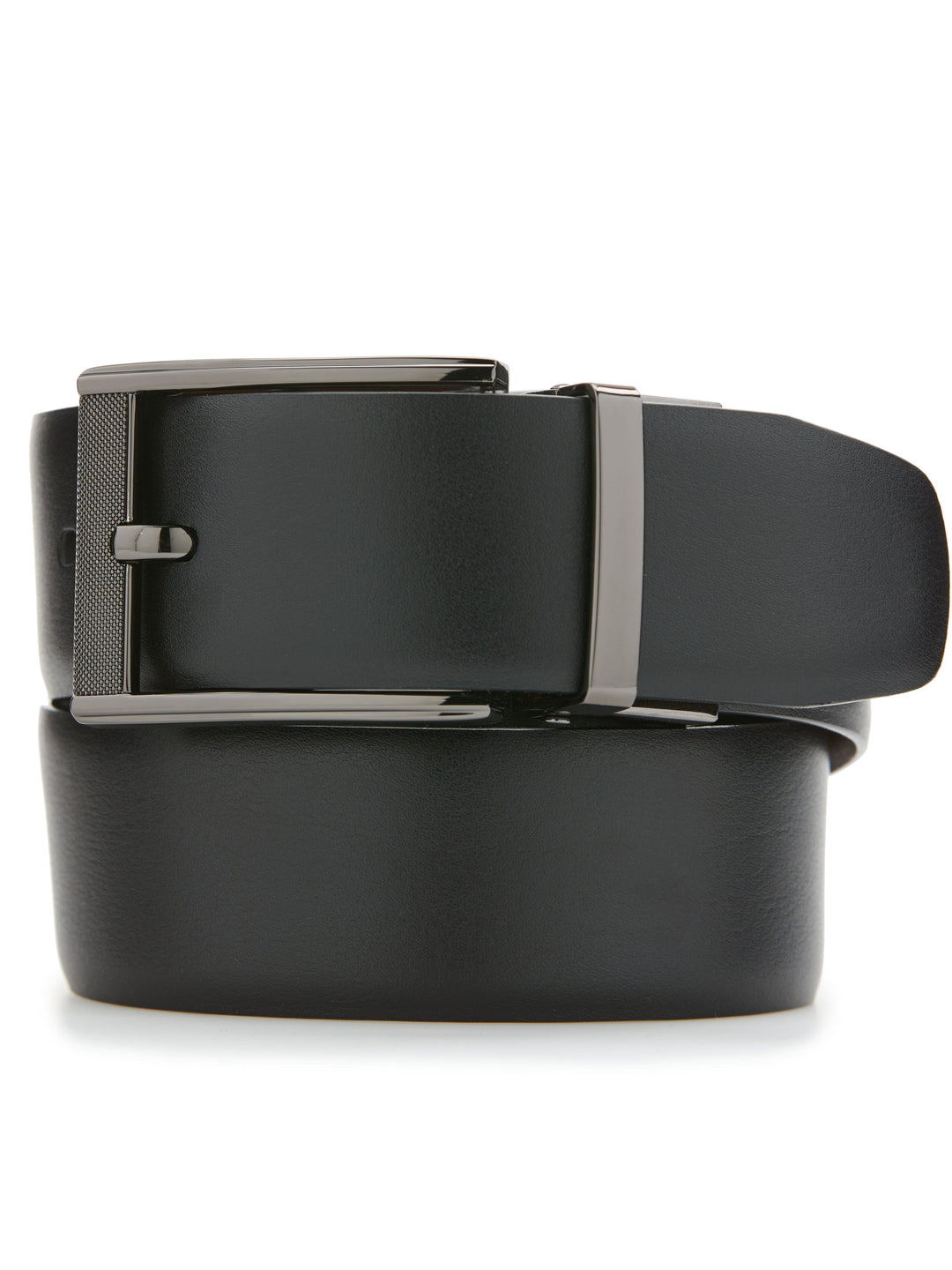 Mesh Buckle Black Leather Belt (Blk20) 