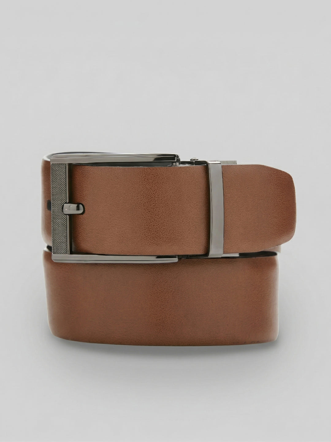 Mesh Buckle Black Leather Belt (Blk20) 