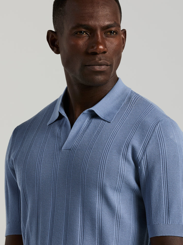 Short Sleeve Mesh Stripe Polo Sweater (Infinity) 