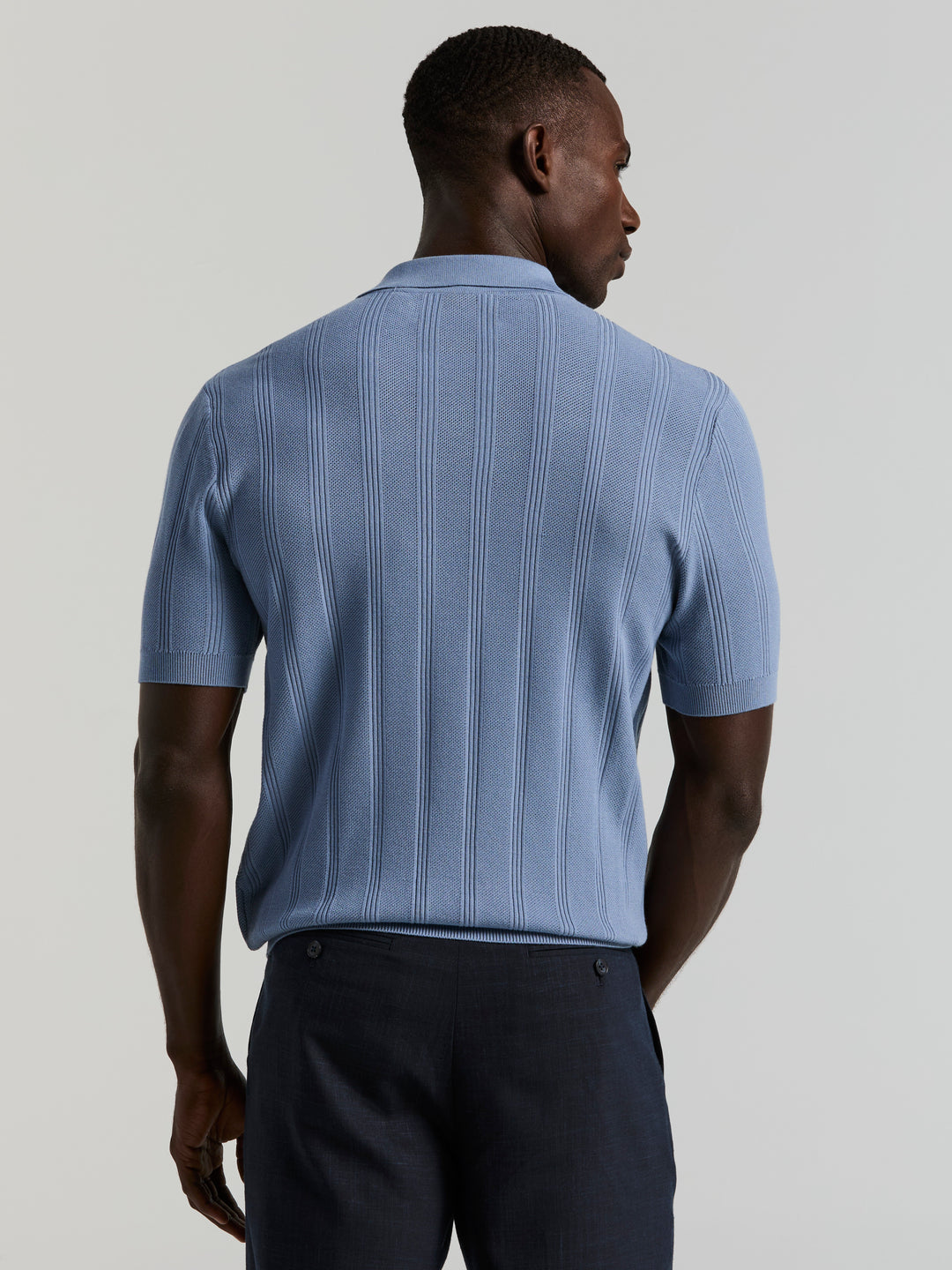 Short Sleeve Mesh Stripe Polo Sweater (Infinity) 