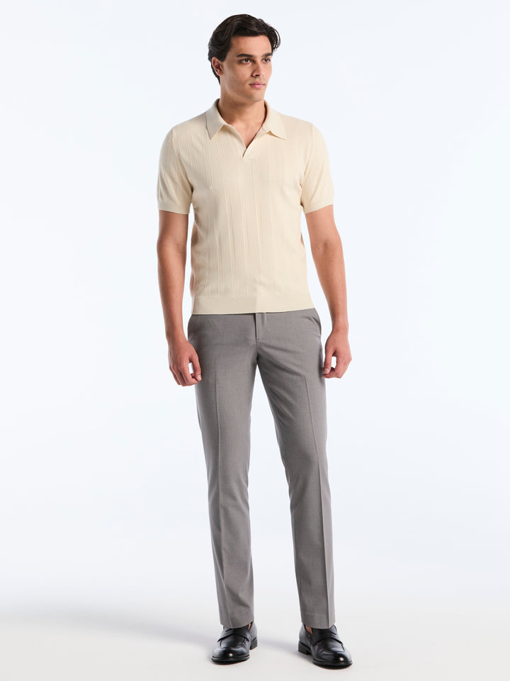 Short Sleeve Mesh Stripe Polo Sweater (Birch) 