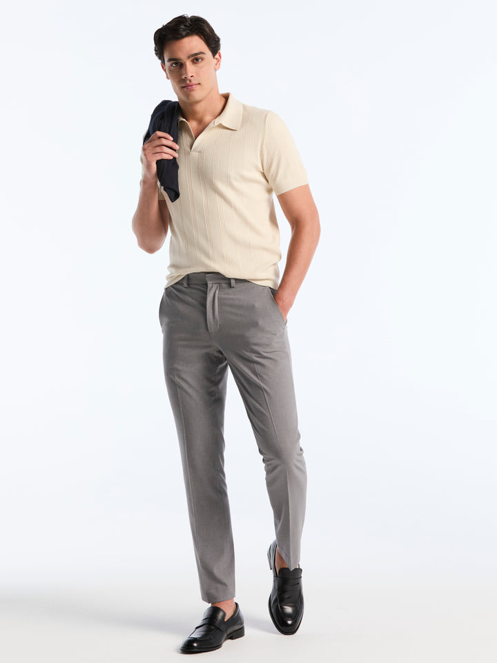 Short Sleeve Mesh Stripe Polo Sweater (Birch) 