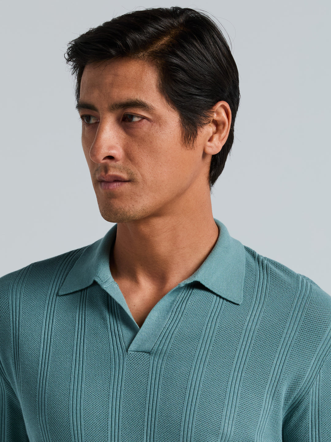 Short Sleeve Mesh Stripe Polo Sweater (Arctic) 