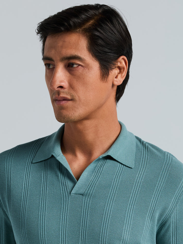 Short Sleeve Mesh Stripe Polo Sweater (Arctic) 