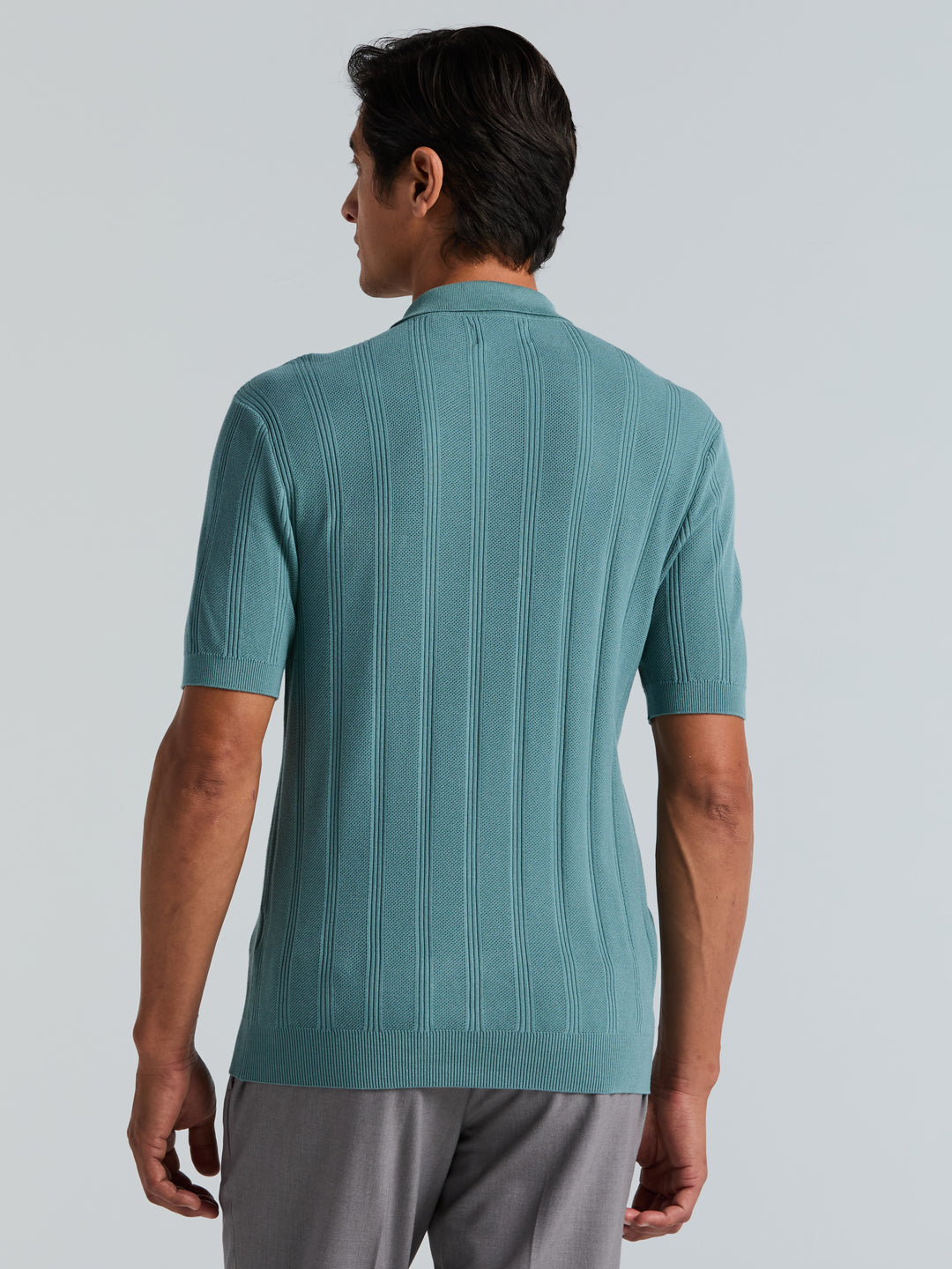 Short Sleeve Mesh Stripe Polo Sweater (Arctic) 