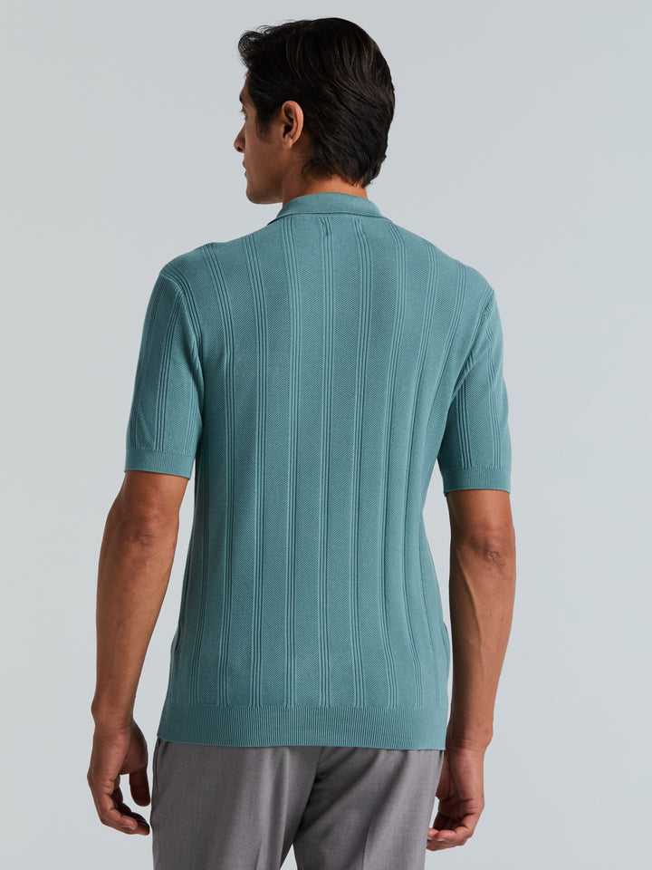 Short Sleeve Mesh Stripe Polo Sweater (Arctic) 
