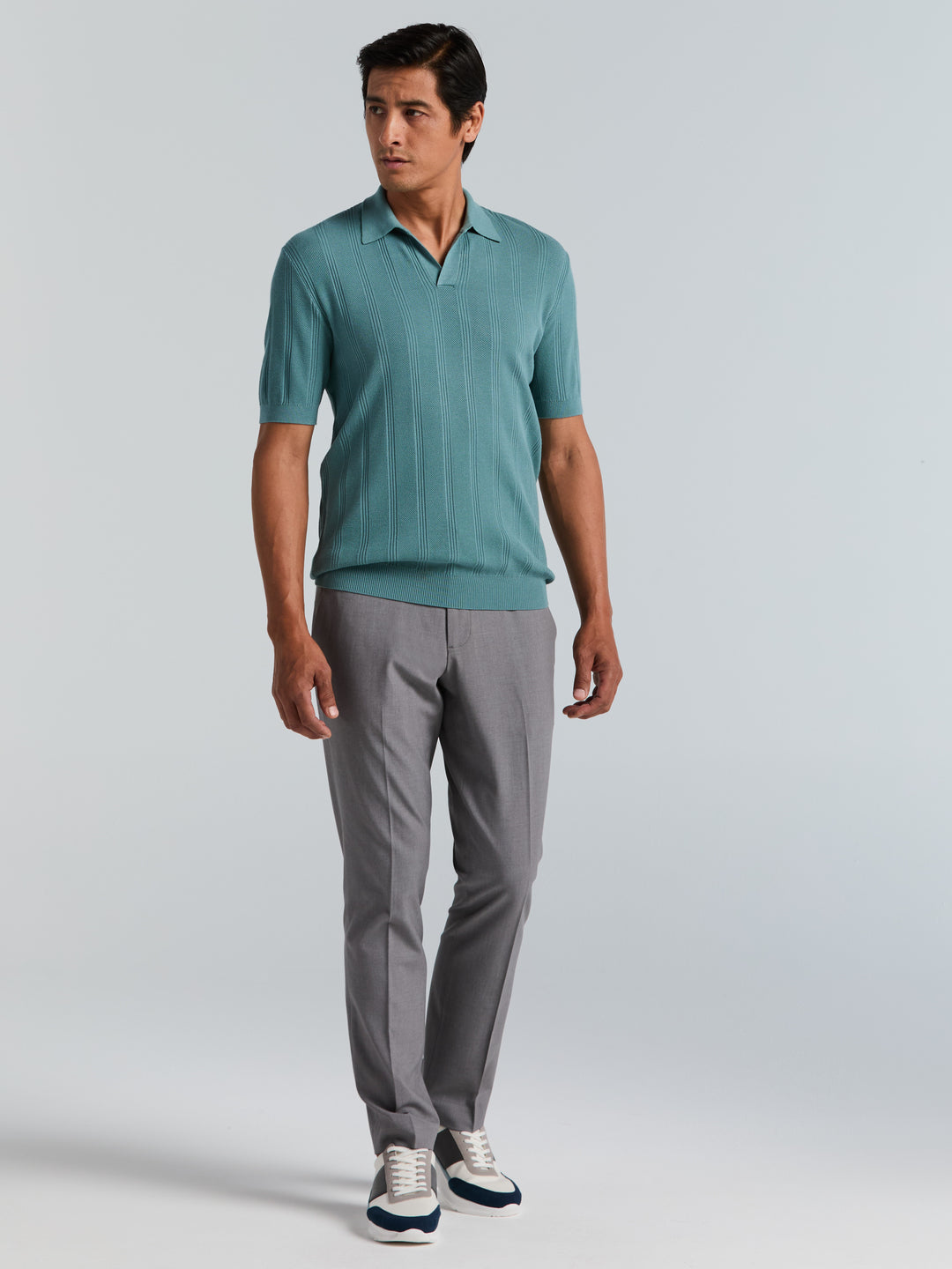 Short Sleeve Mesh Stripe Polo Sweater (Arctic) 