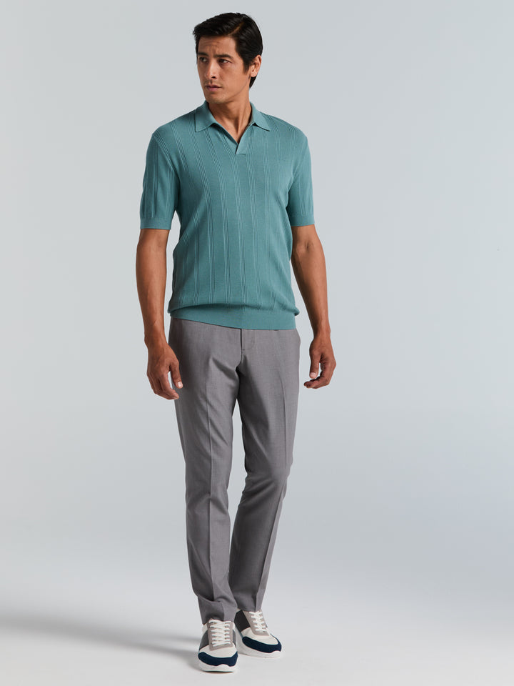 Short Sleeve Mesh Stripe Polo Sweater (Arctic) 
