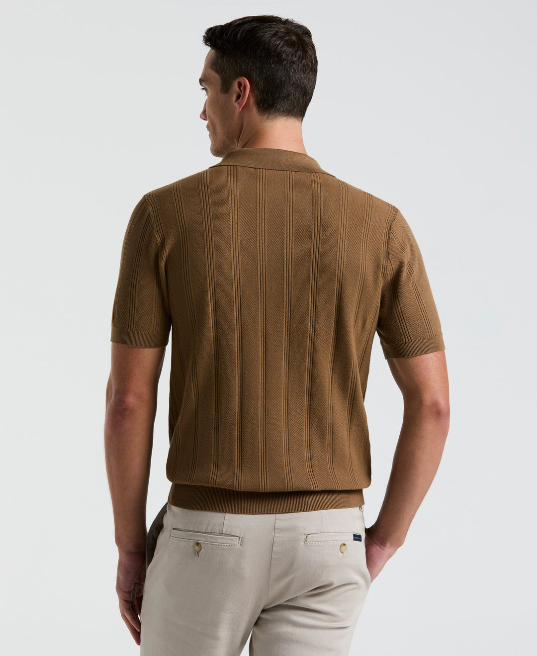 SS MESH STRIPE POLO (Otter) 