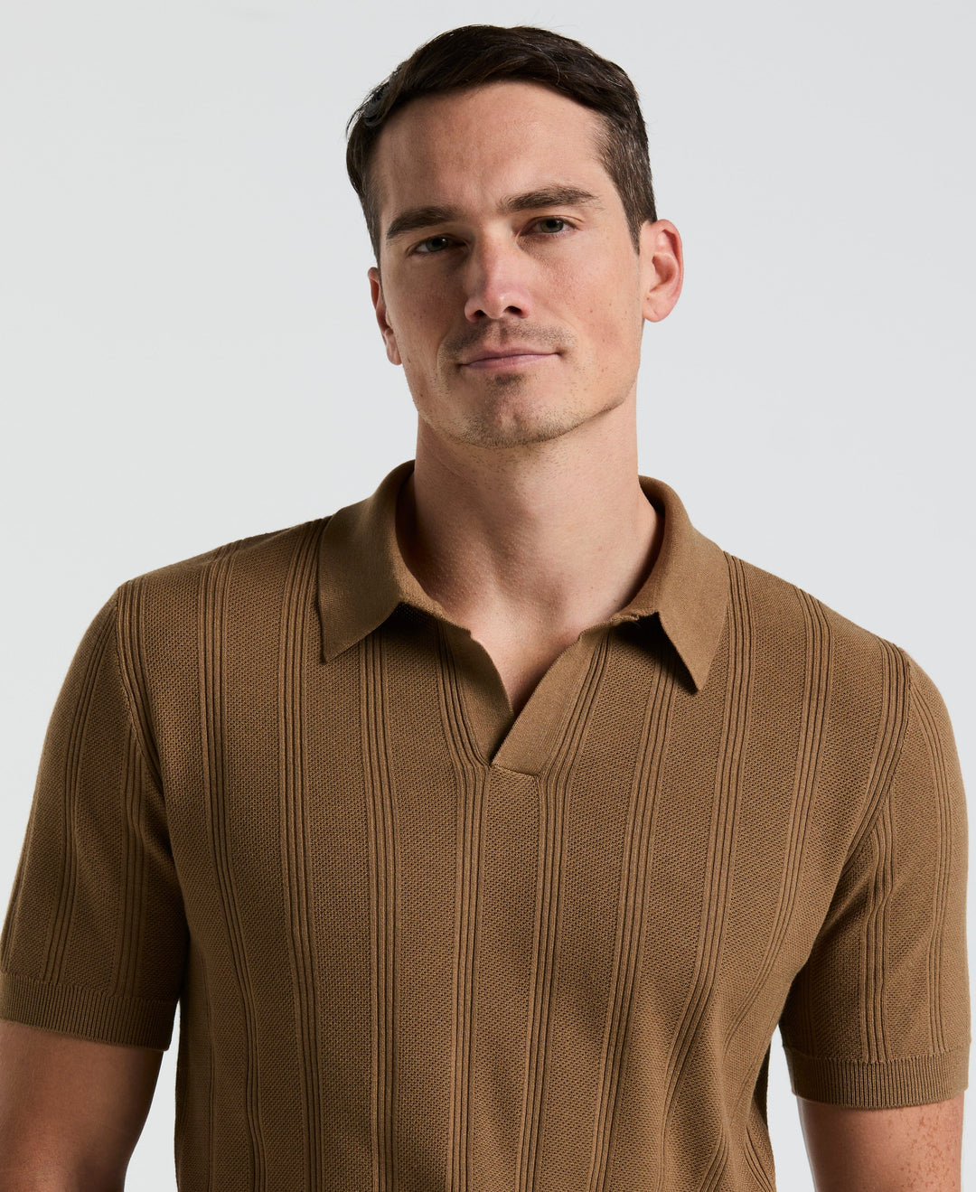SS MESH STRIPE POLO (Otter) 